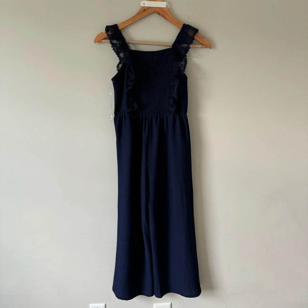 Blue Ruched Square Neck Sundress for Cocktail